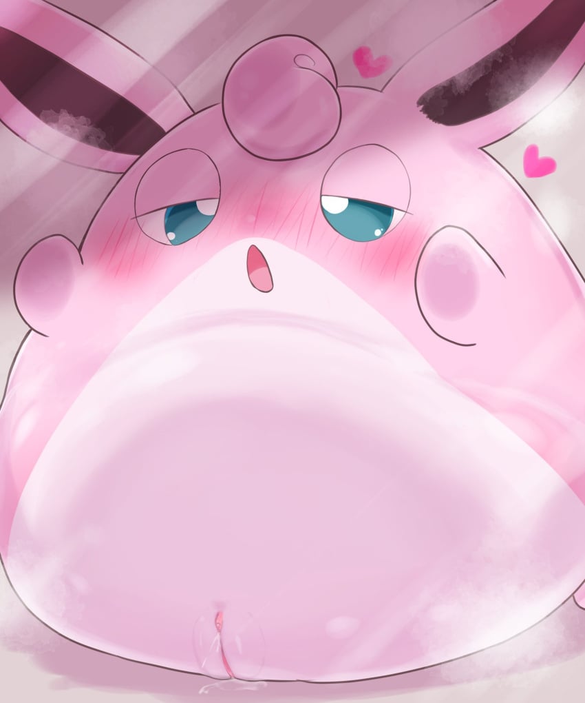 badwingm blush bodily_fluids clitoris cum ejaculation female generation_1_pokemon genital_fluids genitals heart hi_res nintendo orgasm pokemon pokemon_(species) pussy pussy_ejaculation pussy_juice solo wigglytuff