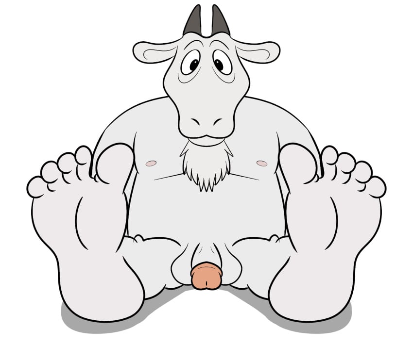 5_toes age_difference anthro bovid caprine dr._mee_mee_(shima_shima_tora_no_shimajirou) feet flaccid foot_focus genitals goat hi_res horn humanoid_feet jolly_the_lizard jollyville male mammal nipples older_male penis plantigrade shima_shima_tora_no_shimajirou solo toes welcome_to_jollyville