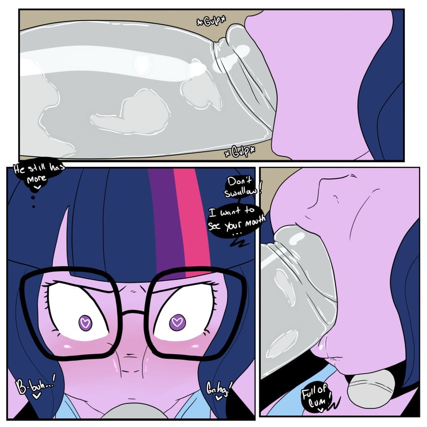 1boy 1girls all_the_way_to_the_base artifact blue_hair cat_bell cheek_bulge cock_hungry collar comic_page cum_in_mouth dark_blue_hair deep_throat deepthroat deepthroat_holder deepthroat_training english_text equestria_girls fellatio female friendship_is_magic fringe glasses grey_skin gulp hasbro heart-shaped_pupils hime_cut inuyuru male my_little_pony oral oral_sex penis_in_mouth pleasure_face pov purple_eyes purple_hair purple_skin rumble_(mlp) saliva_on_penis sci-twi sex speech_bubble straight surprised swallowing_cum swallowing_penis_while_deepthroat throat_fuck