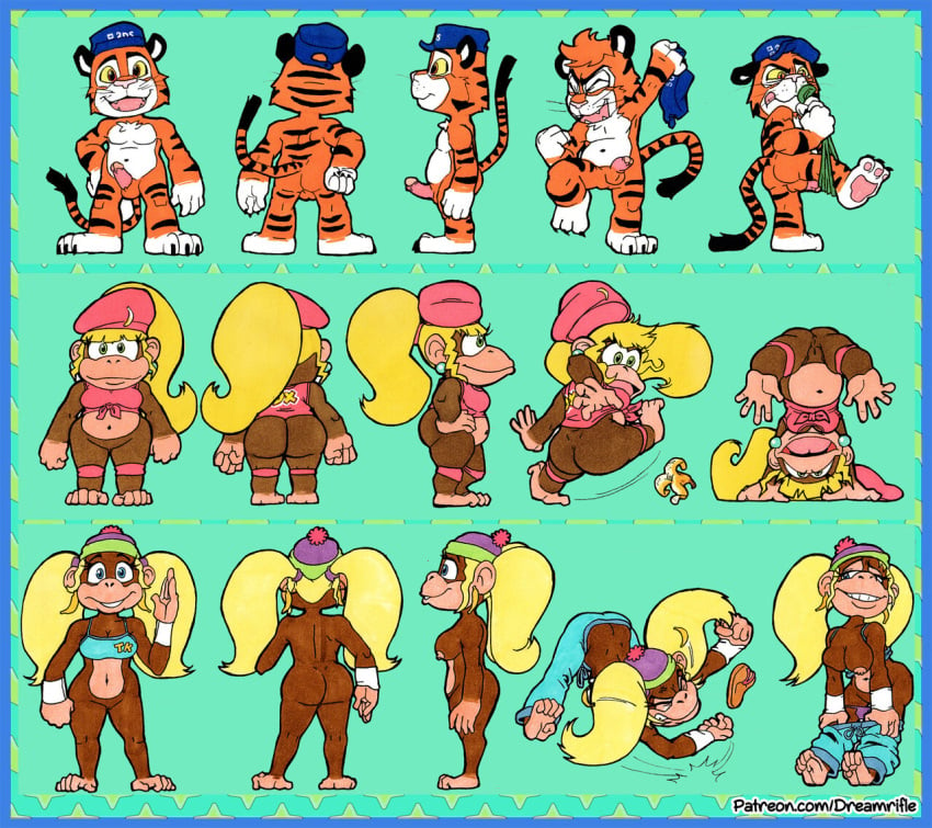 1boy 2girls anthro ass balls big_ass big_butt breasts butt diddy_kong_racing dixie_kong donkey_kong_(series) dreamrifle nintendo nipples penis tagme tiny_kong