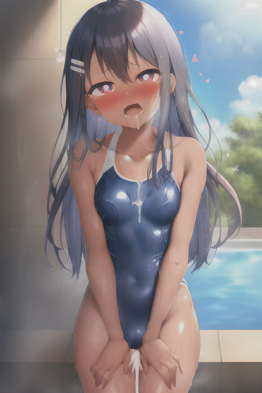 1girls ai_generated bc_jiyuu black_hair blush breasts brown_eyes clothed clothing cum cum_in_pussy cum_inside female female_focus female_only hayase_nagatoro hi_res highres long_hair looking_at_viewer navel open_mouth please_don't_bully_me,_nagatoro revealing_clothes saliva simple_background small_breasts solo stable_diffusion tan tan-skinned_female tan_body tan_skin tanned tanned_female