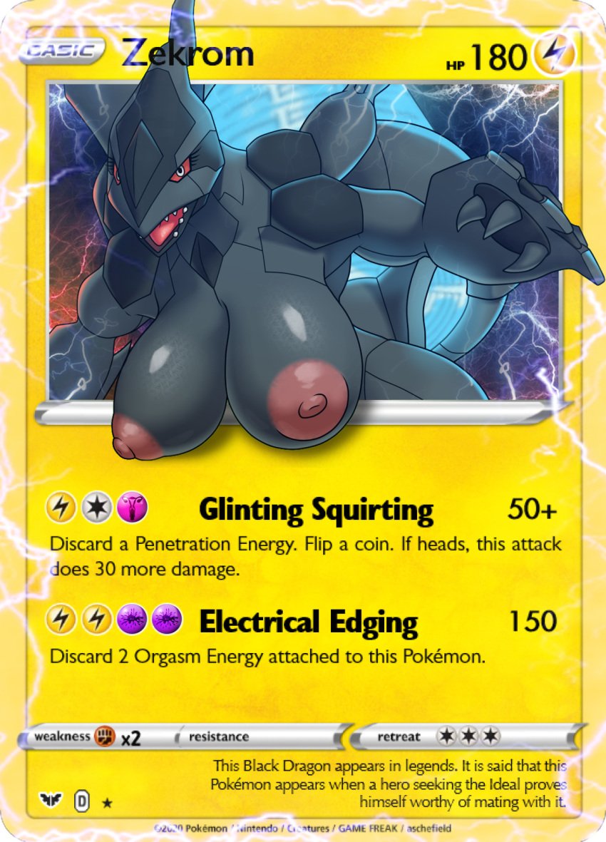 anthro breasts card dragon female female_pokemon legendary_pok&eacute;mon pok&eacute;mon_(species) pokemon pokemon_bw pokemon_bw2 pokemon_card pokemon_trading_card_game pokezelda3 scalie trading_card_game zekrom