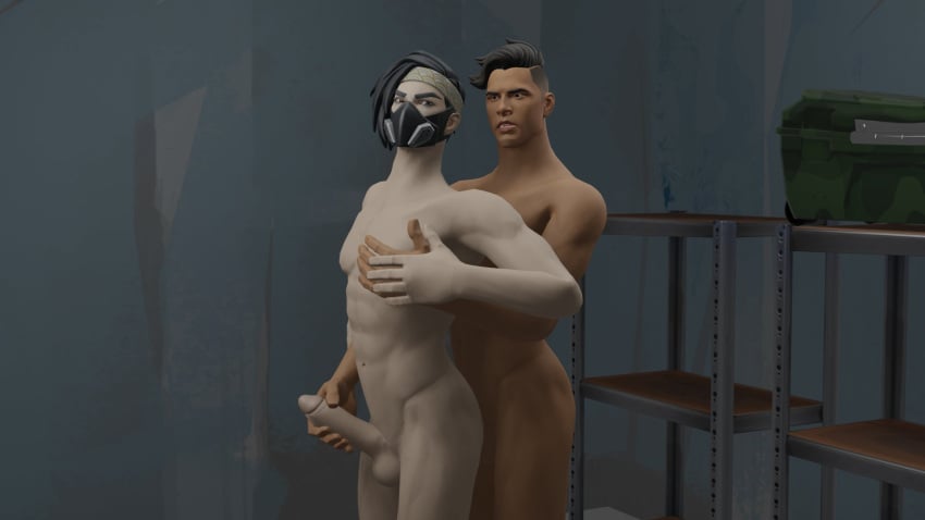 2boys balls fortnite galactico_(fortnite) gay handjob implied_anal kohlex male/male male_only min-joon_(fortnite) muscular muscular_male penis