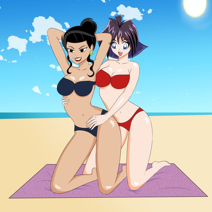 2girls amelia_wil_tesla_seyruun anoneysnufftan applying_sunscreen arms_behind_head arms_up beach bikini black_hair blue_eyes earrings edasbild embarrassed female female_only humiliation imminent_death josephine_clench killer_lotion massage murder ocean peril punishment rubbing samurai_jack sand seaside sitting sky slayers snuff summer sunbathing swimsuit towel