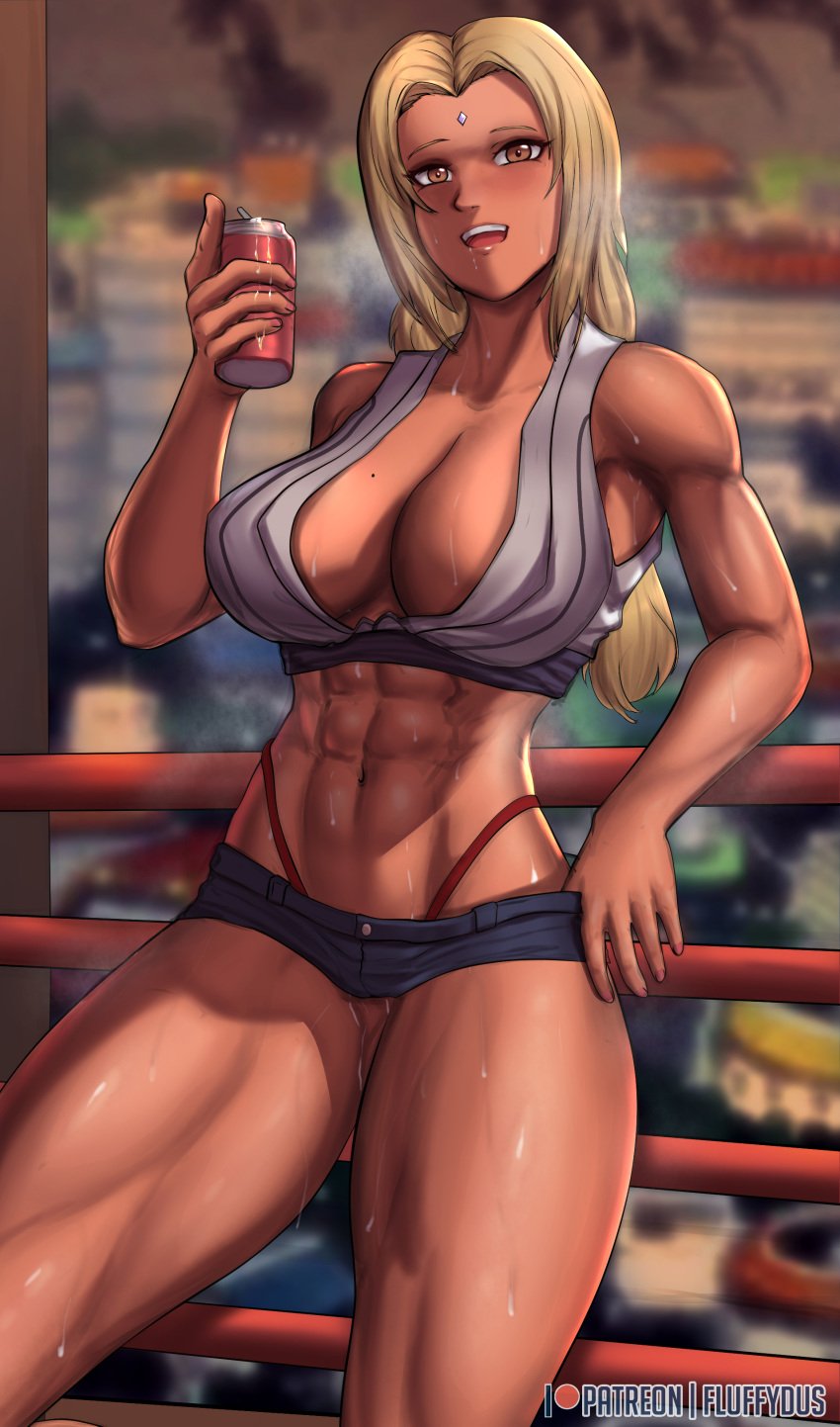 1girls abs alternate_version_available amazon armpits bare_arms bare_shoulders bare_thighs biceps big_breasts blonde_hair blush booty_shorts boruto:_naruto_next_generations brown_eyes busty cleavage clothing crop_top female female_focus female_only fluffydus hand_on_hip hi_res high_resolution highres inner_sideboob jean_shorts large_breasts looking_at_viewer mature mature_female milf minishorts muscles muscular muscular_female muscular_thighs naruto naruto_(classic) naruto_(series) naruto_shippuden open_mouth panties pinup pose posing red_panties red_thong revealing_clothes short_shorts shorts shounen_jump sleeveless sleeveless_shirt solo solo_female solo_focus standing sweat sweatdrop sweating tan_skin tanned thick_thighs thighs thong thong_above_shorts thong_straps tied_hair toned toned_female tsunade twintails voluptuous