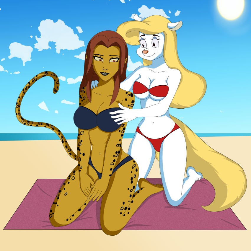 2girls animaniacs anoneysnufftan anthro applying_sunscreen barbara_ann_minerva beach bikini blonde_hair cheetah_(dc) crossover dc_comics edasbild embarrassed female female_only furry humiliation imminent_death killer_lotion massage minerva_mink murder ocean peril punishment rubbing sand seaside sitting sky snuff summer sunbathing swimsuit tail towel white_body wonder_woman_(series) yellow_body