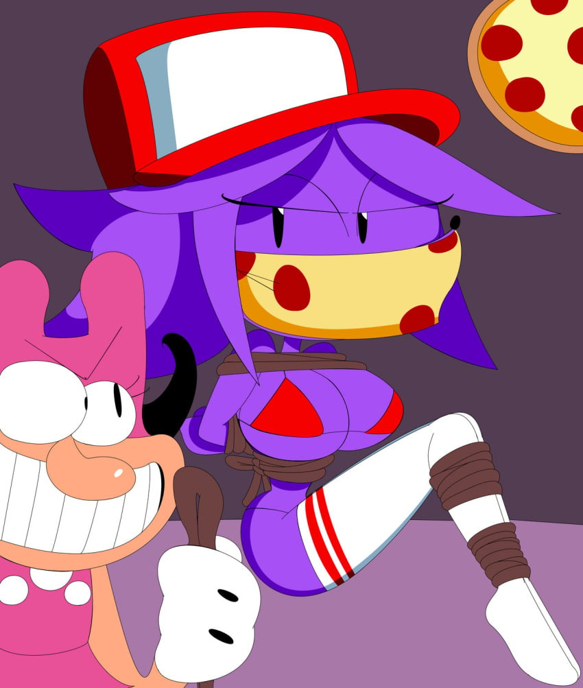 bra captured deviantart_username female furry noisette_(pizza_tower) pizza_tower porcupine red_bra redstheatre rule_63 snick snick_the_porcupine taped_mouth tied tied_arms tied_legs