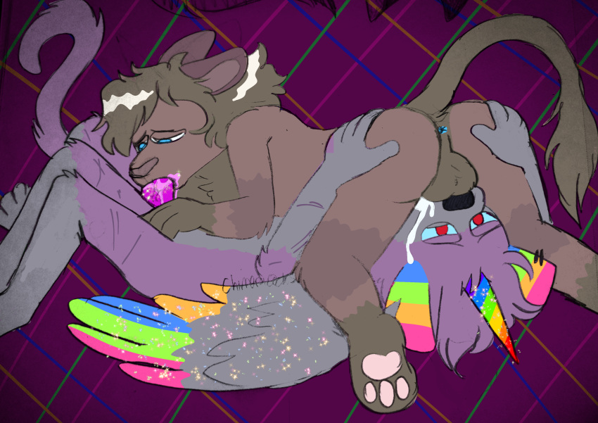 69_position absurd_res alicorn anthro bodily_fluids canid canine canis chimeracocks colored_cum cum domestic_dog duo emo_doom_(chimeracocks) equid equine felid fur genital_fluids genitals gerbil glowing glowing_horn hi_res holding_butt horn hybrid lion male male/male mammal murid oral pantherine penis pink_body pink_cum pink_fur pink_penis rodent rosé_(spoonfulofsuga) self-harm_scars sex sparkledog sparkling_character unusual_bodily_fluids unusual_cum unusual_genital_fluids wings