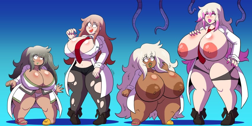 2girls alternate_breast_size ass_expansion bimbo bimbofication breast_expansion dark-skinned_female dark_skin ebonization female female_only hair_color_change hiyajou_maho huge_ass huge_breasts identity_death light-skinned_female light_skin lip_expansion makise_kurisu multiple_girls nipples post_transformation prinnydood pussy race_swap ripped_clothing shortstack shortstackification steins;gate thick_lips thick_thighs thigh_expansion wide_hips