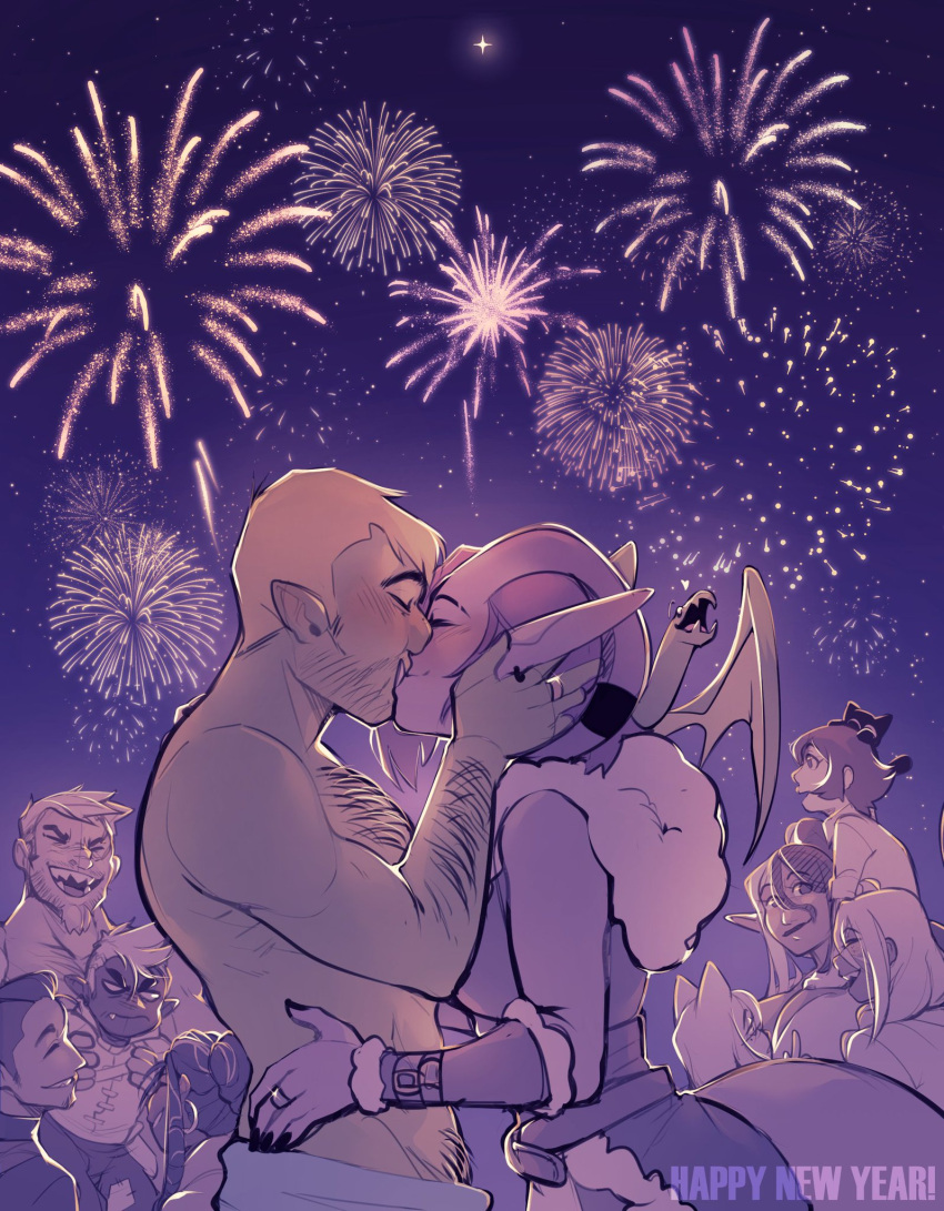 chikkibug fantasy female fireworks kissing levi_(chikkibug) new_year queenchikkibug