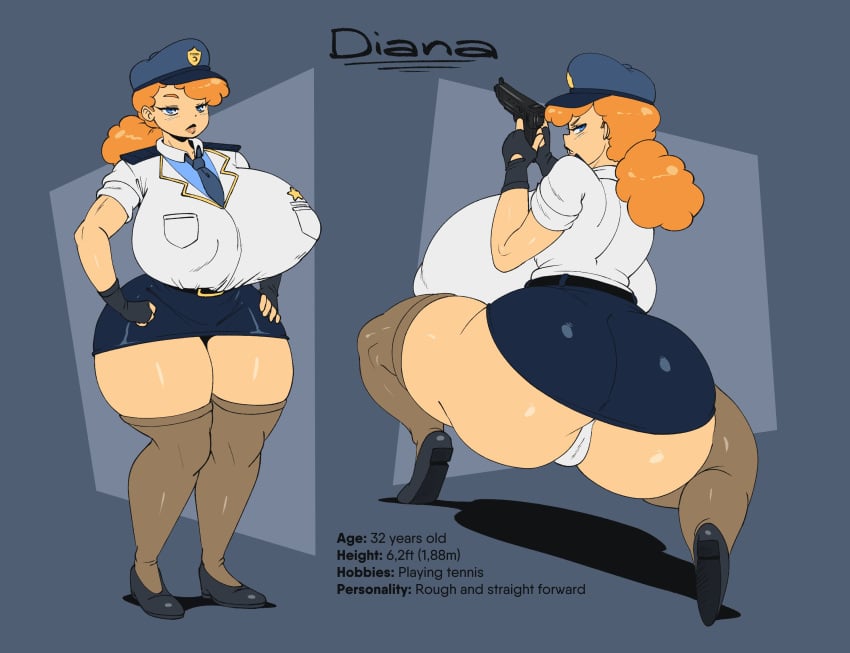 big_ass big_breasts breasts bubble_butt diana_(joaoppereiraus) female huge_ass human joaoppereiraus original original_character police police_hat police_officer police_uniform policewoman