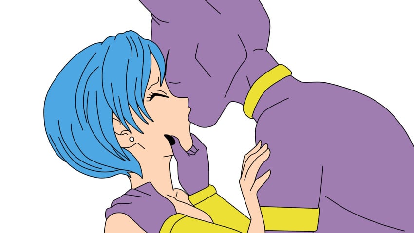 1boy 1girls 2019 anthro anthro_on_human beerus blue_hair breasts bulma_briefs closed_eyes domination dragon_ball dragon_ball_super female furry highres kissing male maledom no_sex nude setthh98 short_hair straight