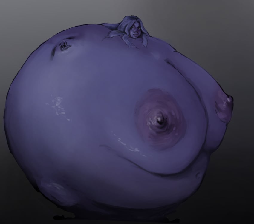 2022 blue_body blue_eyes blue_hair blue_sclera blue_skin blueberry_expansion blueberry_inflation cleavage cleavage_cutout closed_mouth digital_media_(artwork) erect_nipples expansion female_focus female_only gray_background grey_background hi_res high_resolution highres inflation long_hair looking_at_viewer navel not_furry not_furry_focus nude nude_female open_eyes original post_transformation puffed_cheeks realistic snoutratart solo solo_female solo_focus solo_only spherical_inflation sunken_head sunken_limbs weight_gain_drive