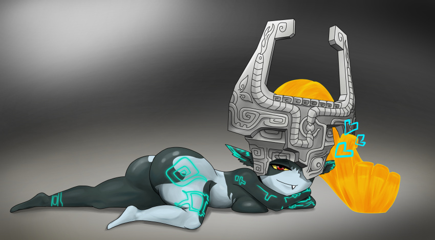 1girls big_ass big_butt darkafterdark female female_only imp_midna laying_down looking_at_viewer midna red_eyes self_upload shortstack solo the_legend_of_zelda twilight_princess weird_eyes