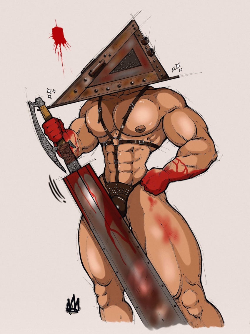 costume david_perre jj_malibu male male_only muscles muscular muscular_male onlyfans_model pyramid_head_(cosplay) real_person rodrigolandave8 silent_hill sword