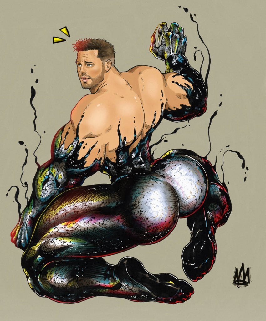 actor ass big_ass big_butt butt celebrity eddie_brock huge_ass huge_butt in_character male male_only marvel muscles muscular muscular_male on_knees rodrigolandave8 tom_hardy venom_(marvel)