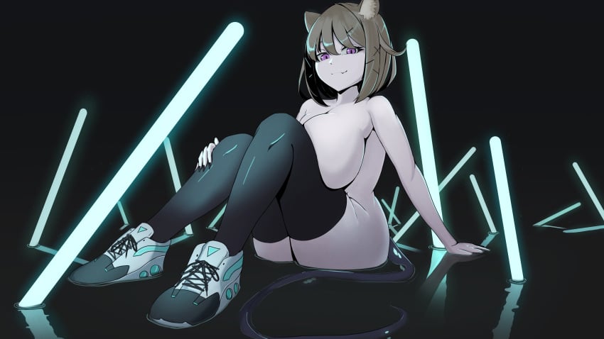 1girls absurdres animal_ear_fluff animal_ears arknights arm_support ass big_ass big_breasts big_butt big_thighs black_nails blonde_hair bottomless breasts busty butt cat_ears chimera cute dat_ass eyewear_on_head fang female female_only giant_breasts gigantic_breasts glow_sticks hair_between_eyes hair_ornament hairclip hand_on_leg hand_on_own_leg heavenly_ass highres huge_breasts inviting large_breasts legs light-skinned_female light_skin looking_at_viewer massive_breasts motimotinotie nail_polish nude oerba_yun_fang purple_eyes seductive seductive_eyes seductive_gaze seductive_look seductive_mouth seductive_pose seductive_smile shoes short_hair sitting_on_water skin_fang smile smug smug_face solo solo_female solo_focus tail thick_ass thick_legs thick_thighs thighs topless utage_(arknights) wide_hips