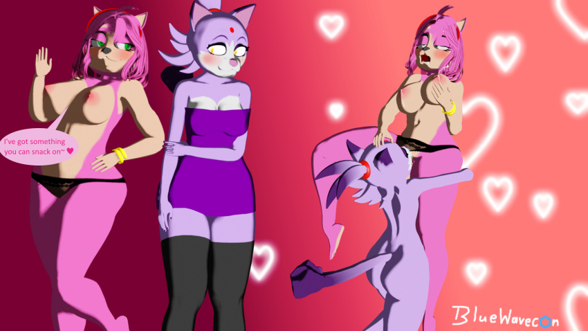 3d amy_rose anthro big_breasts blaze_the_cat blender blender_(software) bluewavecon blush bodily_fluids breast_grab breasts clothing cunnilingus digital_media_(artwork) domestic_cat drooling duo english_text eulipotyphlan felid feline felis female female/female fur genitals green_eyes hand_on_breast hedgehog hi_res lactating legwear mammal mature_female naked nipples nude oral pink_body purple_body purple_fur pussy saliva sega sex sonic_(series) sonic_the_hedgehog_(series) text thick_thighs thigh_highs translucent translucent_clothing translucent_underwear underwear vaginal_penetration widescreen yuri