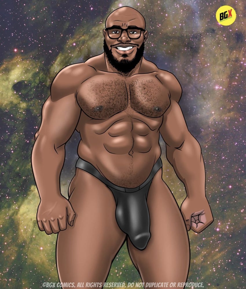 african african_male athlete bgx_comics big_bulge bulge dark-skinned_male dark_skin dretheecyborg flaccid flaccid_penis hairy_chest huge_bulge looking_at_viewer male male_only melanin muscles muscular muscular_male penis_outline real_person smiling smiling_at_viewer