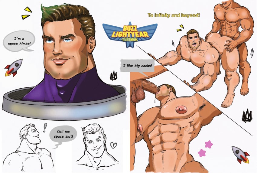 2boys abs anal anal_sex armpit_hair bent_over big_cock big_penis blowjob blowjob_face blue_eyes brown_hair buzz_lightyear buzz_lightyear_of_star_command cock_gobble cock_hungry cum_hungry dialogue disney english_text erect_nipples face_fucking facial_hair fuck_and_suck fucked_from_behind gay gay_anal gay_blowjob gay_sex giving_head going_down_on heart himbo huge_cock licking_own_lips lightyear_(film) male male_only mouth_full_of_cock mouthful muscles muscular muscular_male naked oral oral_sex out_of_frame_censoring pecs penis_in_mouth pixar rodrigolandave8 six_pack standing_doggy_style suck_and_fuck sucking_off thrusting_into_ass unknown_male veiny_penis worm's-eye_view