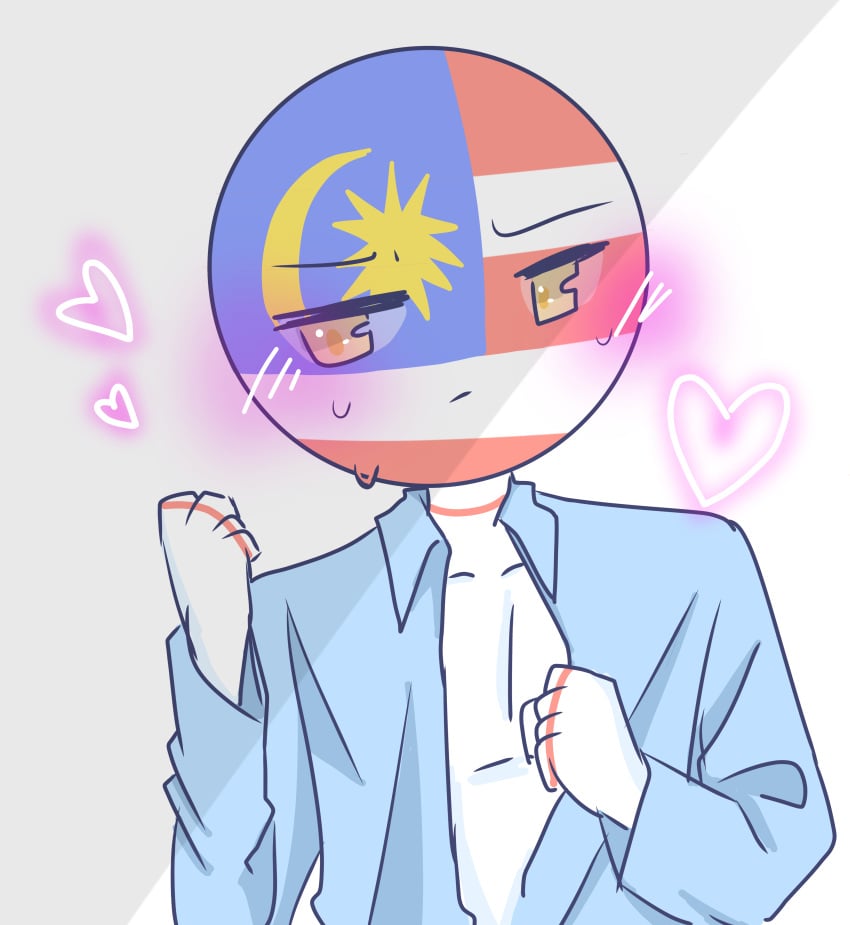 blue_shirt blush blushing_at_viewer countryhumans freemillion malaysia_(countryhumans) male male_only nervous nervous_face