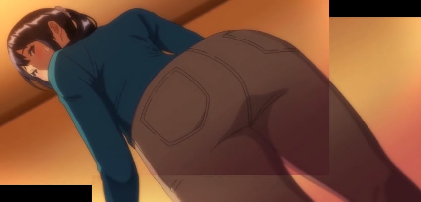 1girls anime_screencap big_ass boku_ni_sexfriend_ga_dekita_riyuu bunnywalker from_below legs looking_at_viewer looking_back low_ponytail mature mature_female mature_woman milf ova pants purple_hair rinmuro_hitomi screencap screenshot stitched t-rex_(animation_studio) thighs