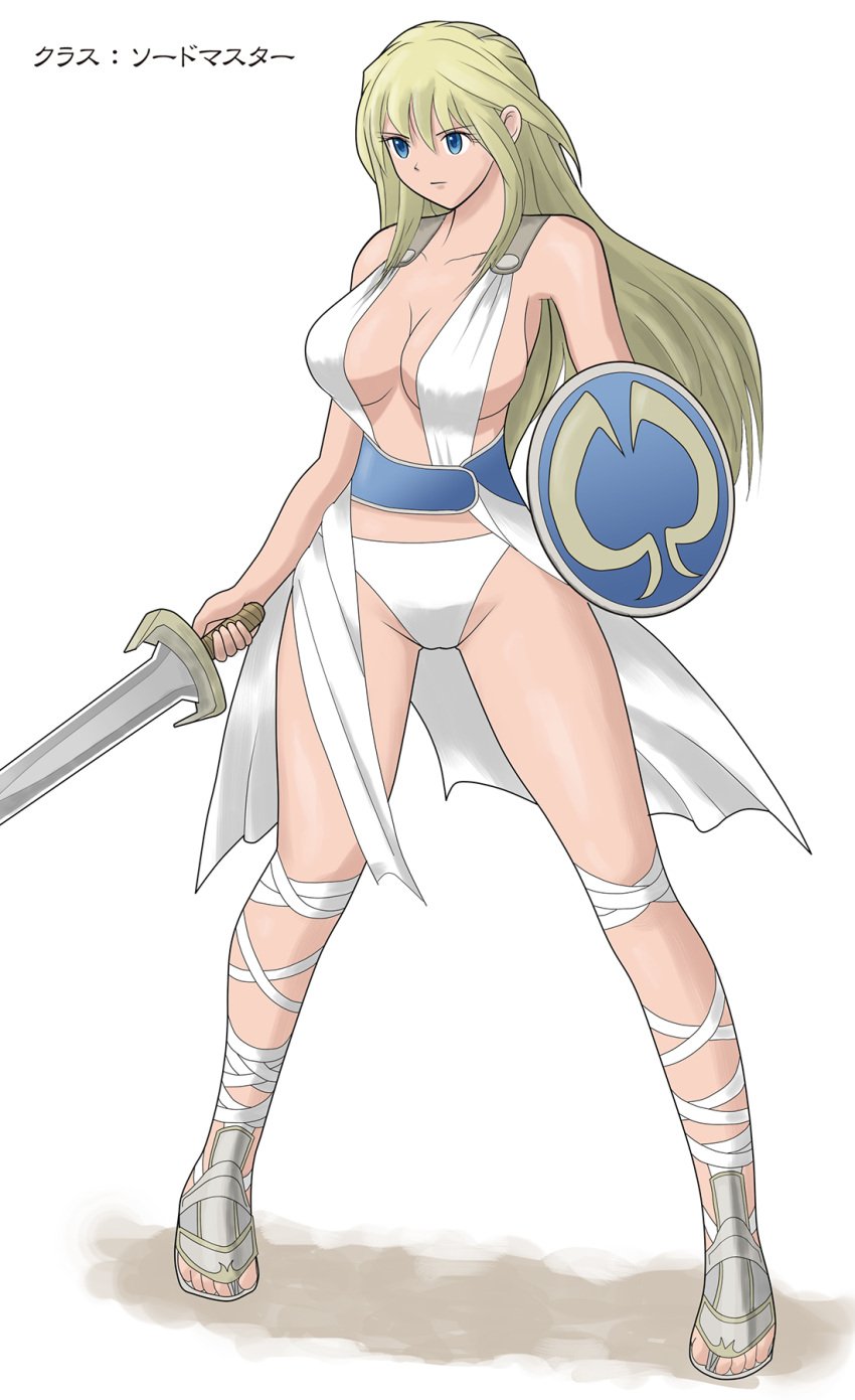 1girls alluring bandai_namco big_breasts blank_background blonde blonde_female blonde_hair breasts eyebrows eyebrows_visible_through_hair female female_focus female_human female_only high_res highres human human_female human_focus human_only milf plain_background shield solid_color_background solo solo_focus sophitia_alexandra soul_calibur soul_calibur_ii soul_calibur_iii sword weapon white_background