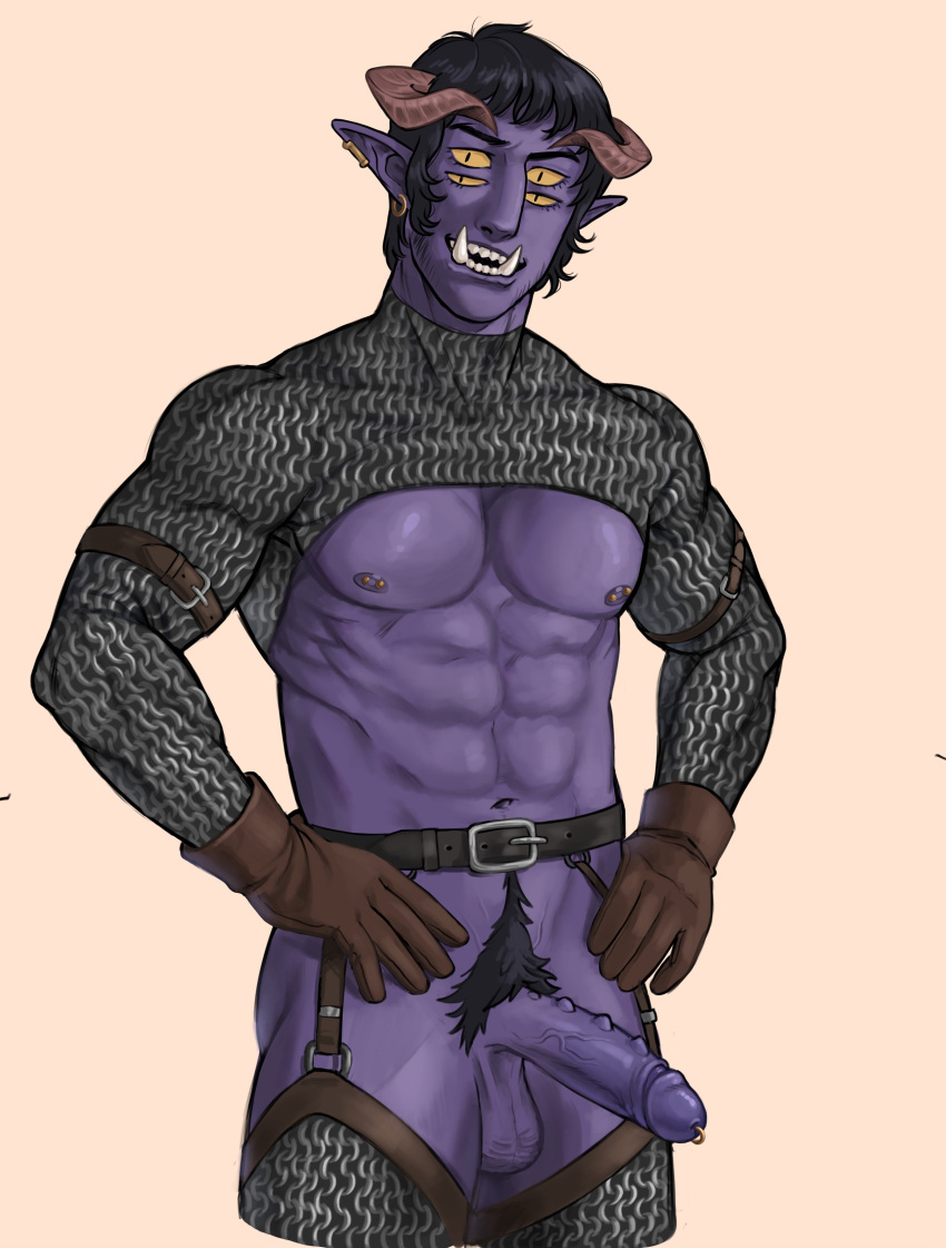 1boy 4_eyes alien armor balls belt big_pecs big_penis chainmail demon demon_boy ear_piercing earrings erection fangs foreskin garter_belt garter_straps gloves happy_trail horns male medieval monster muscular muscular_male nipple_piercing original original_character penis_piercing piercing piercings pointy_ears pubic_hair purple_skin sharp_teeth smile spicy tusks uncensored yellow_sclera