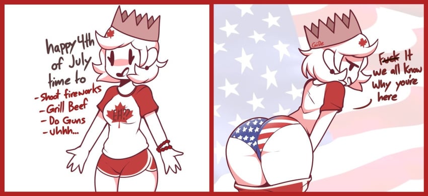 1girls american_flag big_ass bikini blush canada_(countryhumans) canada_(egobuzz) clothing countryhumans countryhumans_girl english_text fuck_request giidenuts original partners stickman text underwear united_states_of_america_(countryhumans) white_body white_hair