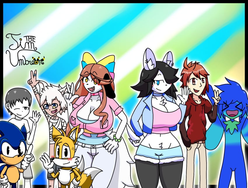 2d anthro big_breasts breasts cleavage color female furry holly_applebee jpeg maggie_applebee male sega shorts simple_background sonic_(series) sonic_the_hedgehog sonic_the_hedgehog_(series) tagme tails tim_the_umbreon