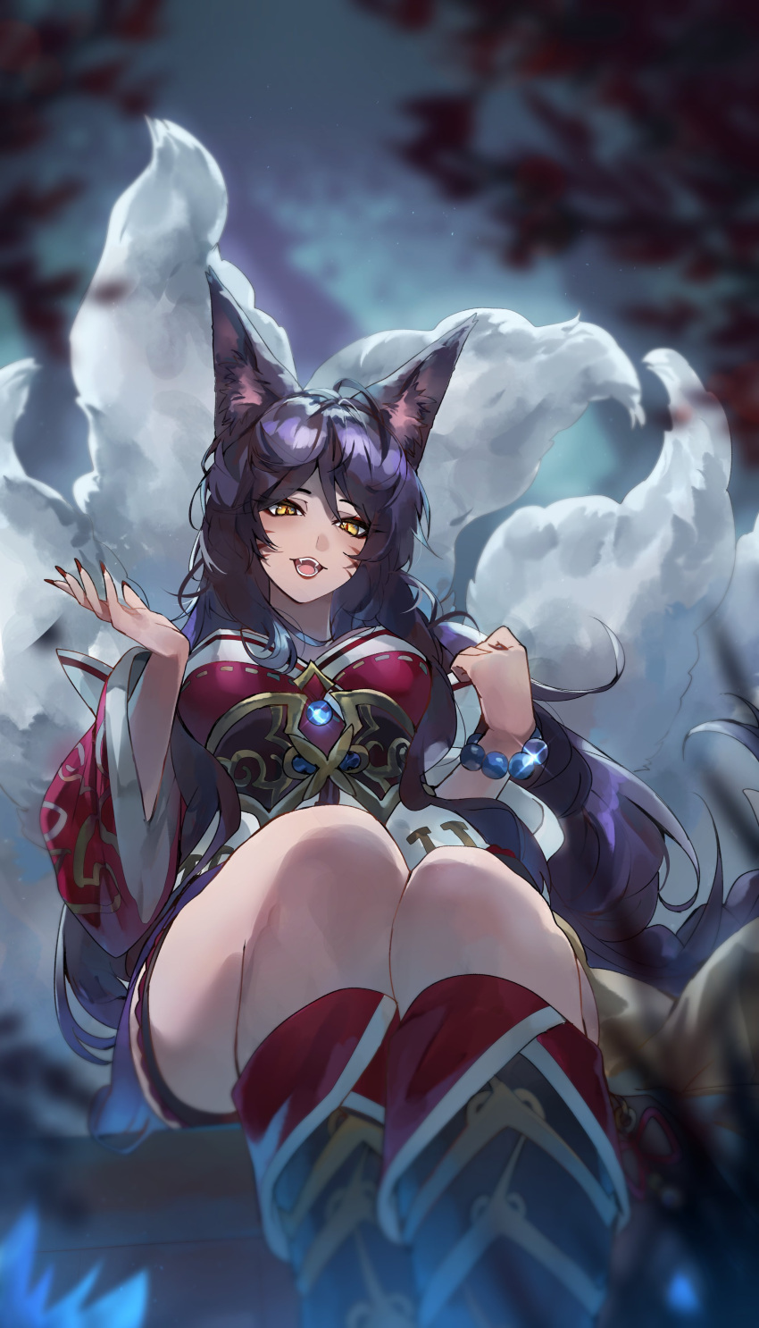 1girls ahri big_breasts blue_hair female female female_only fox fox_ears fox_girl fox_tail foxgirl kanniiepan kitsune league_of_legends league_of_legends:_wild_rift nine_tailed_fox riot_games solo solo_female solo_focus wide_hips