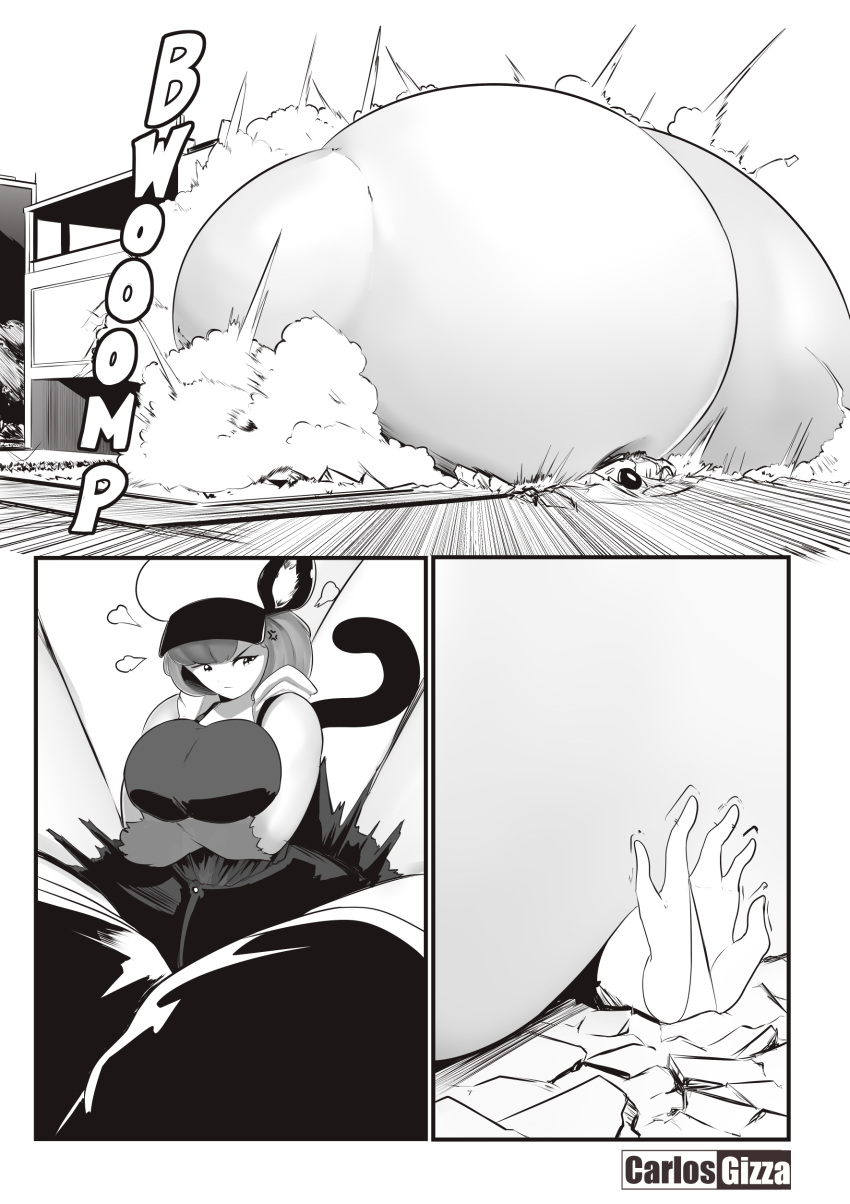 alice_(carlosgizza) ass ass_bigger_than_body ass_bigger_than_building ass_bigger_than_house ass_bigger_than_torso ass_expansion black_and_white carlosgizza colossal_ass comic female hyper_ass