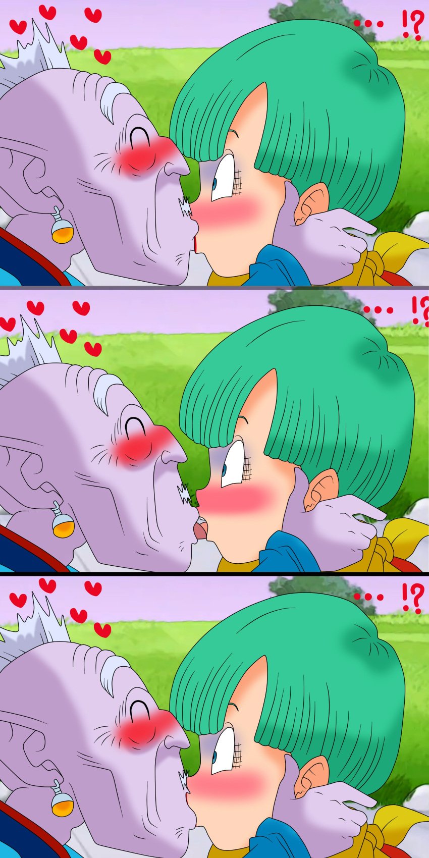 1boy 1girls 2021 absurd_res aqua_hair blue_eyes blush bulma_briefs compilation domination dragon_ball dragon_ball_z elder_kai feet_out_of_frame female french_kiss kissing lipstick male maledom old_man setthh98 shocked short_hair straight tongue wide_eyed