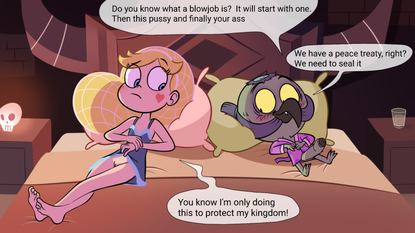 dress_lift feet female imminent_sex laying_on_bed ludo_(svtfoe) pussy star_butterfly star_vs_the_forces_of_evil sunnie text