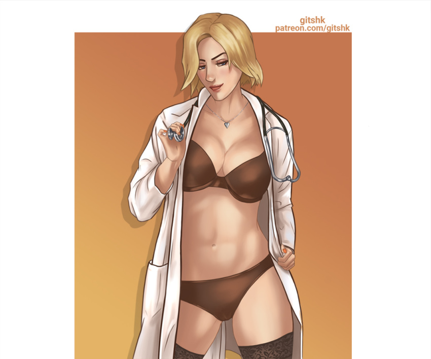 angela_ziegler blizzard_entertainment blonde_female blonde_hair doctor dr._ziegler european gits-hk healer mercy overwatch solo solo_female stripping swiss tease