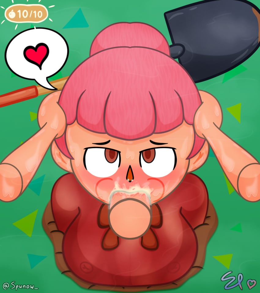 1girls animal_crossing animal_crossing_girl artist_name artist_signature breasts cum cum_in_mouth cum_inside cum_out_nose disembodied_hand disembodied_hands disembodied_penis female female_focus heart looking_at_viewer only_player oral oral_penetration oral_sex pink_eyes pink_hair ribbon shovel signature speech_bubble spunow_ stuck stuck_in_floor sweat sweating villager_(animal_crossing)