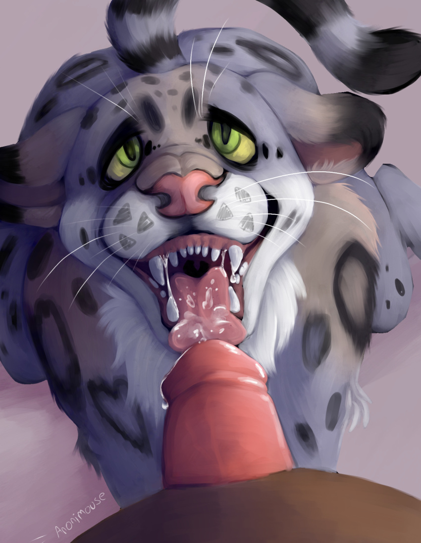 anonimouse anthro bodily_fluids cum cum_in_mouth cum_inside duo ejaculation felid feline fellatio genital_fluids genitals hi_res invalid_tag kneeling leopard male male/male mammal open_mouth oral pantherine penile penis sex snow_leopard vein veiny_penis