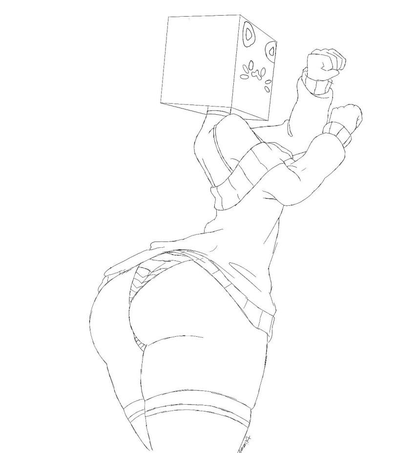 ass box clothing cuptoast faceless_character no_color panties stockings sweater tagme youtuber