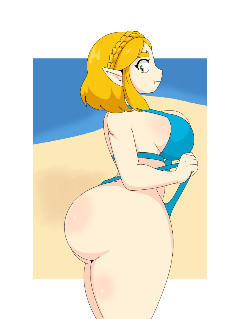 1girls :t ass big_ass big_breasts bikini blonde_hair blonde_hair_female edit huge_ass jinu large_breasts pout princess_zelda side_view solo swimsuit tears_of_the_kingdom the_legend_of_zelda thick_thighs zelda_(tears_of_the_kingdom)