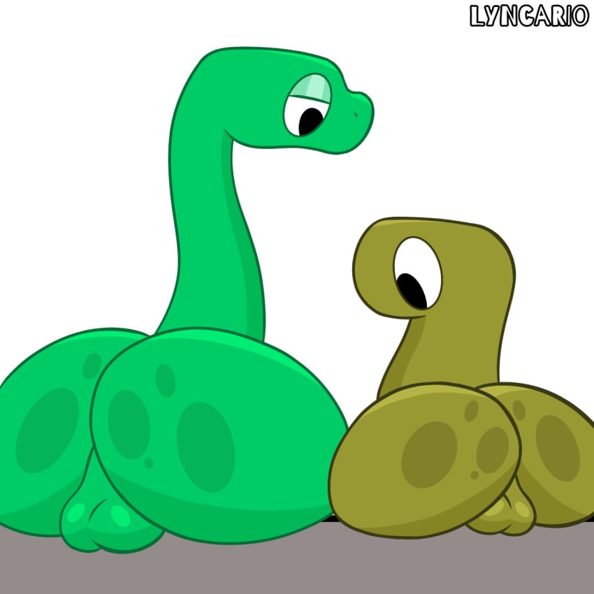 ass balls big_butt black_eyes bongo_(bonguitoweon) bongo_(character) bongo_(series) digital_media_(artwork) dino_(bonguitoweon) dinosaur feral genitals green_body hi_res huge_butt lyncario male male/male nude reptile scalie simple_background surprised_expression text thick_thighs