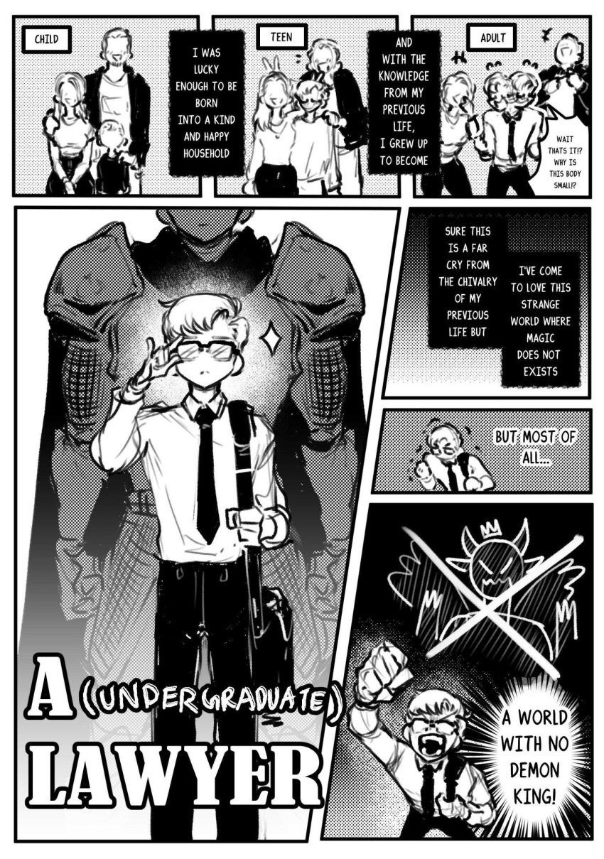 2boys comic demon duo duo_focus english english_text gay greyscale king knight lawyer male male/male male_only medieval no_color original original_character original_characters page_3 plucholy rebirth reincarnation safe safe_for_work sfw text