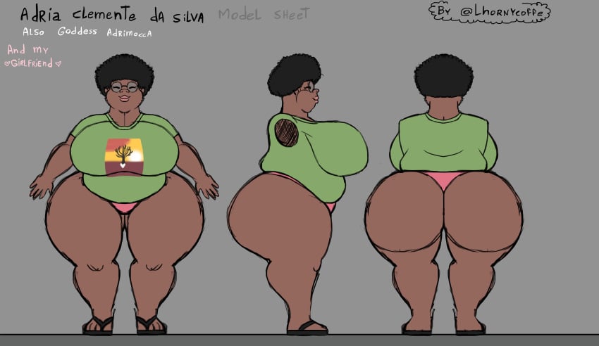 adria_clemente_da_silva based_on_a_real_person bbw big_ass big_breasts black_hair chubby dark-skinned_female dark_skin glasses lhornycoffe lipetorrada's_girlfriend model_sheet real_person