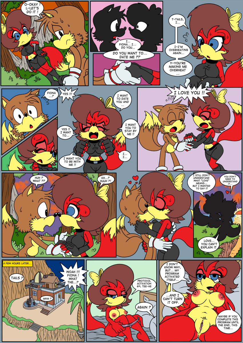 absurd_res anthro archie_comics auto-fiona automaton canid canine canis comic comic_page dialogue domestic_dog english_text female fiona_fox fox hi_res machine male mammal nipple_outline raianonzika robot sega sonic_(series) sonic_the_hedgehog_(archie) sonic_the_hedgehog_(comics) sonic_the_hedgehog_(series) tails text