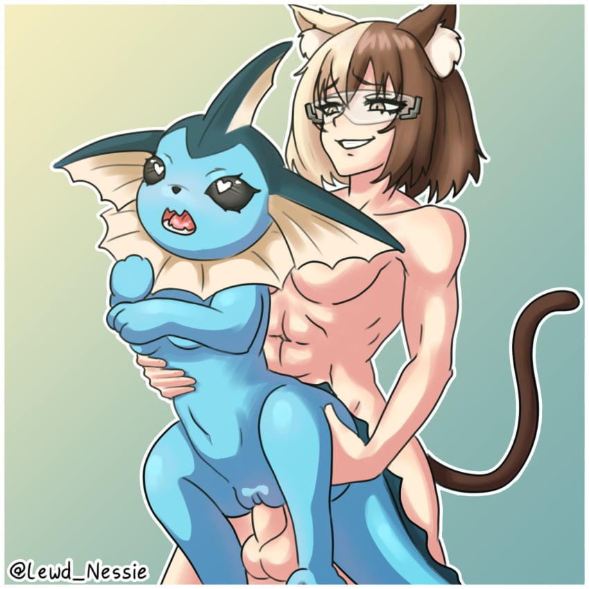 bestiality caramel_kaiteki catgirl eeveelution fucked_from_behind futa_on_feral futanari neko penetration penetration_from_behind pokémon_(species) pokemon pokemon_(species) pokephilia thigh_grab vaporeon what