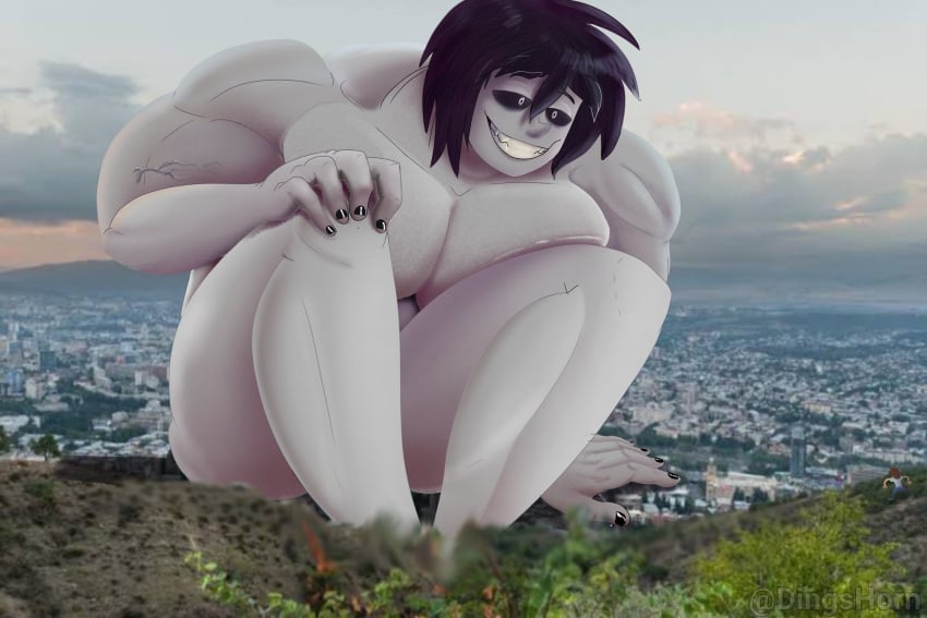 black_eyes dark_hair fhs fnafhs fnafhs_z3ro fnafhsrule34 fred_(fnafhs) gay giant giantess horndyng_(artist) muscular muscular_arms muscular_male pale shade skindentation