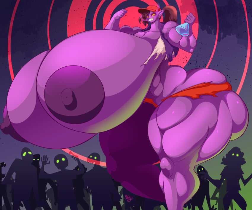 2023 absurd_res ambiguous_gender areola ass biceps big_breasts big_butt breasts brown_hair clothing ear_piercing female group hair hat headgear headwear hi_res holding_vial huge_breasts huge_butt huge_thighs humanoid humanoid_pointy_ears hyper hyper_breasts hyper_butt hyper_hips hyper_thighs jaeh julie_(zamn) looking_at_viewer monster mostly_nude muscular muscular_female muscular_humanoid muscular_thighs nipples not_furry piercing ponytail purple_areola purple_body purple_nipples smile thick_thighs torn_clothing undead vial wide_hips yellow_eyes zombie zombies_ate_my_neighbors