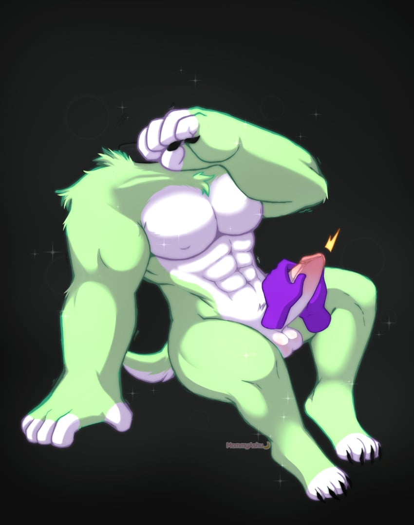 1boy black_background floppa green_body green_fur handjob oc simple_background tagme