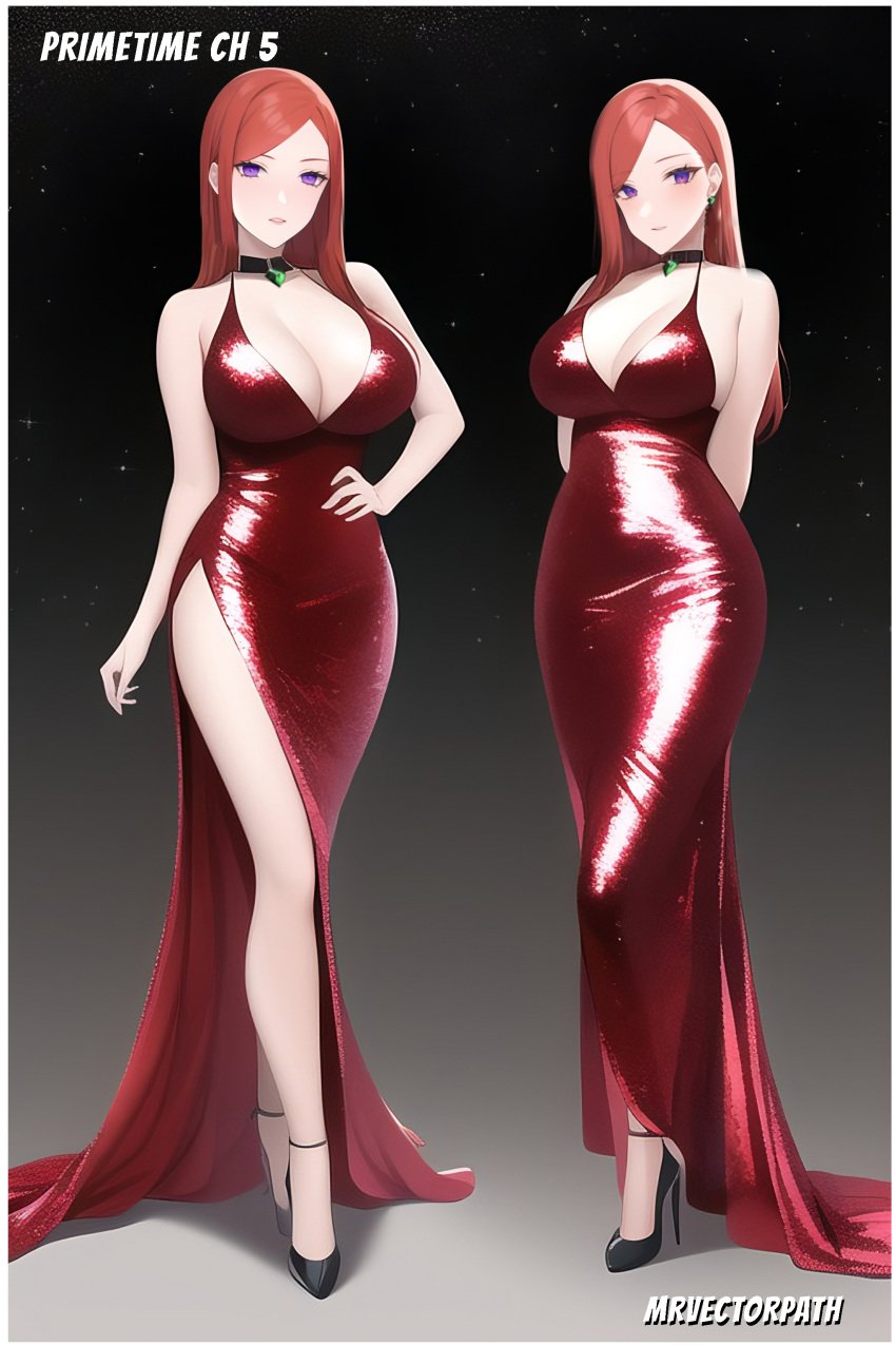 1girls ai_generated bare_chest bare_legs bare_shoulders big_breasts breasts cleavage dress evening_dress fancy fancy_clothing female female_only full_body heels high_heels jewelry long_dress long_hair mature mature_female milf mrvectorpath multiple_poses naruto naruto_(series) naruto_shippuden necklace no_bra party_dress purple_eyes red_dress red_hair revealing_clothes revealing_dress side_slit slit_dress solo solo_focus supermodel uzumaki_kushina voluptuous