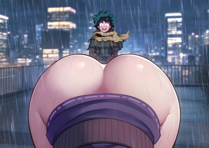 1boy 1girl 1girls ass big_ass big_butt blush bubble_ass bubble_butt butt deku female female/male green_eyes green_hair huge_ass huge_butt hyper_ass hyper_butt inviting_to_sex izuku_midoriya kaina_tsutsumi lady_nagant light-skinned_female light-skinned_male light_skin looking_at_ass looking_at_butt looking_at_pussy male male/female merrytail my_hero_academia no_panties open_mouth presenting presenting_ass presenting_hindquarters rain