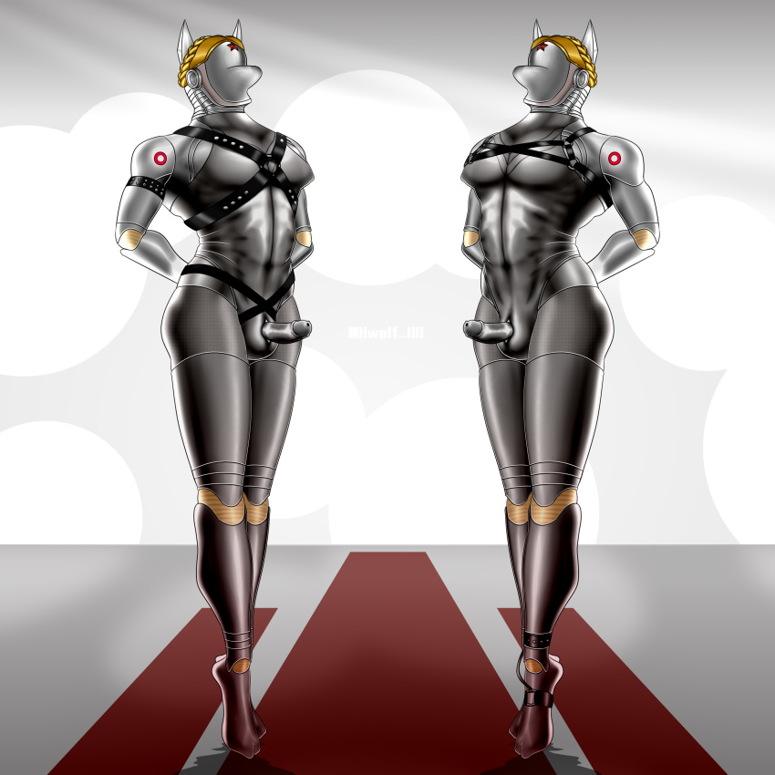 1:1 2023 absurd_res atomic_heart blonde_hair canid canine canis domestic_dog duo faceless_character futa_only genitals hair hi_res humanoid humanoid_genitalia humanoid_penis hwolfhr machine male mammal metallic_body penis robot robot_humanoid russian sibling the_twins_(atomic_heart) twins